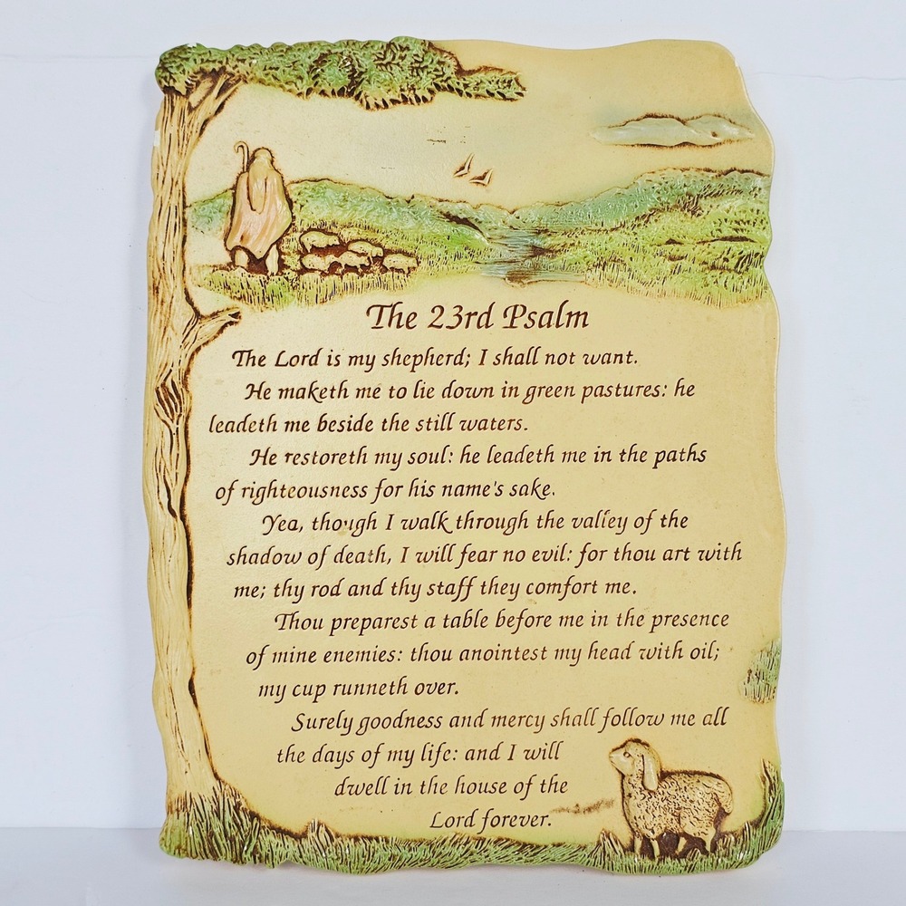 1990 Miller Studio 23rd Psalm Wall Plaque Shepherd Sheep Religious Decor Art